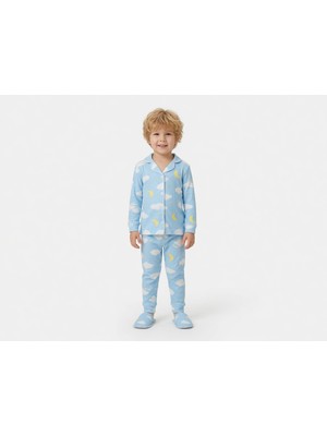 Cubbux Erkek Çocuk Terlikli Pijama Takımı Seti %100 Pamuklu Rahat
