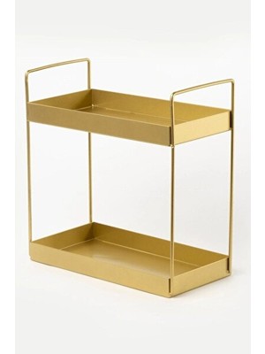 Nomikase Siyah ve Gold Renkli Iki Katlı Metal Organizer, Tezgah Üstü