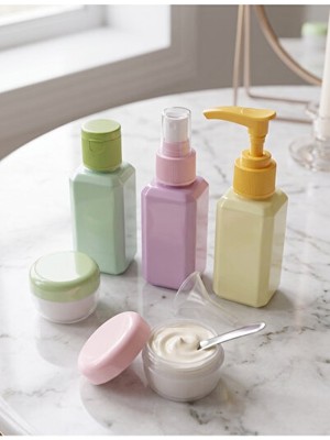 Nomikase Pastel Renkli Seyahat Kozmetik Dolum Seti ile Pratik Saklama