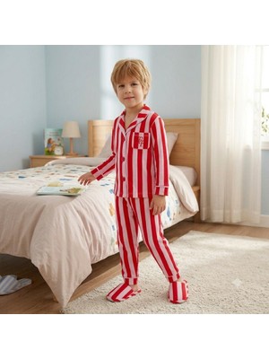 Cubbux Erkek Çocuk Terlikli Pijama Takımı Seti %100 Pamuklu Rahat