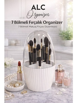 Nomikase Beyaz Fanus Kapaklı 7 Bölmeli Makyaj Organizeri