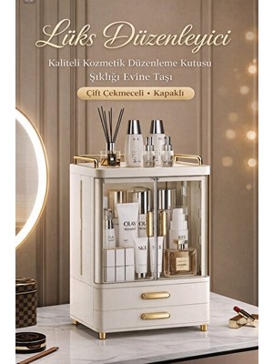 Nomikase Çift Çekmeceli Kapaklı Makyaj ve Takı Kutusu, Güvenli Saklama Alanı
