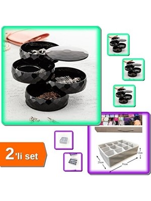 Nomikase Dönebilen Çok Katlı Takı Organizer ve Çekmeceli Set