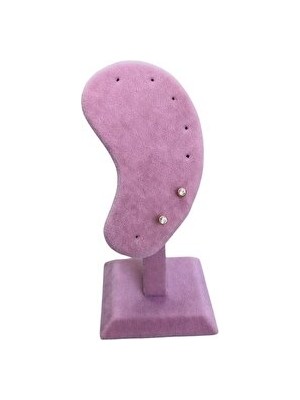 Nomikase Pembe Süet Kulak Şeklinde Takı ve Küpe Standı, Şık ve Kullanışlı