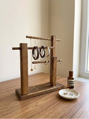 Nomikase Ahşap Takı Standı - Bileklik, Kolye ve Yüzükler Için Masaüstü Organizer