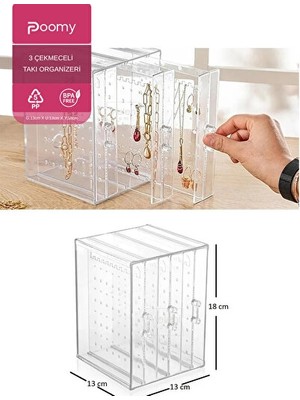 Nomikase Çok Fonksiyonlu Takı Dolabı, Küpe ve Kolye Organizer Standı