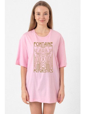 Bioshock Fontaine Futuristics Pembe Kadın Oversize Tshirt