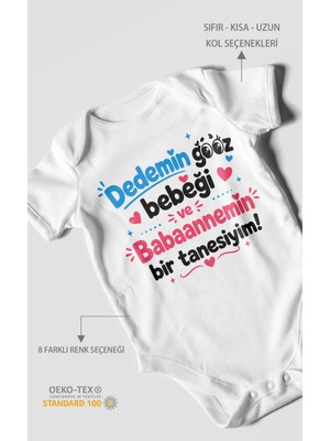 Morivo Kids Dedeye ve Babaanneye Özel Kısa Kollu Bebek Body %100 Pamuk