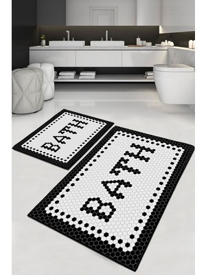Empressco Yıkanabilir Siyah Banyo Halısı ve Klozet Takımı Çiftli Set