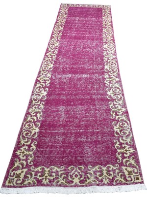 Kilim Antik El Dokuma Tek Renk Fuşya Iran Yolluk Yün Halı 1628 - Vintage - Çok Renkli