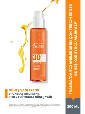 Avene Hassas Ciltler için Bronzlaştırıcı Etkili Sprey Güneş Yağı SPF30 200 ml