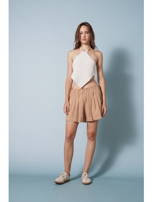 Nisan Triko Beli Lastikli Pileli Şort