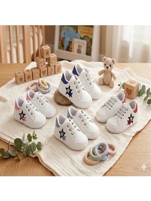 Erca Home Tekstil Ürünleri Lux Bebe Patik Spor Ayakkabı   Baby Shoes 1 Ay,12 Ay Kız / Erkek Pembe