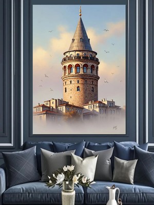 Kanvassepetinet Galata Kulesi Yüksek Kaliteli Yağlı Boya Dokulu Kanvas Canvas Tablo Kanvas Tablo Canvas Tablo Duvar