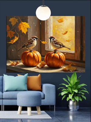 Kanvassepetinet Sonbahar Kuşlar Yüksek Kaliteli Yağlı Boya Dokulu Kanvas Canvas Tablo Kanvas Tablo Canvas Tablo Duv