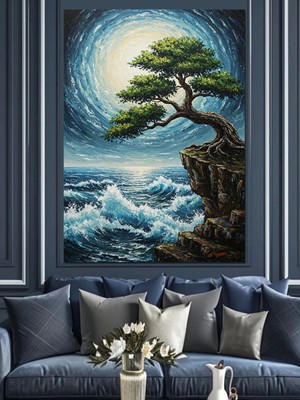 Kanvassepetinet Tek Ağaçlı Yüksek Kaliteli Yağlı Boya Dokulu Kanvas Canvas Tablo Kanvas Tablo Canvas Tablo Duvar De