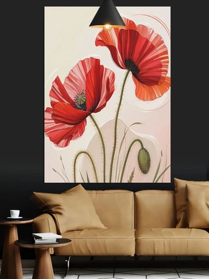 Kanvassepetinet Kırmızı Gelincik Yüksek Kaliteli Yağlı Boya Dokulu Kanvas Canvas Tablo Kanvas Tablo Canvas Tablo Du