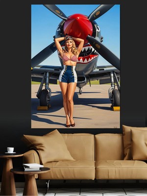 Kanvassepetinet Savaş Uçağı ve Yüksek Kaliteli Yağlı Boya Dokulu Kanvas Canvas Tablo Kanvas Tablo Canvas Tablo Duva