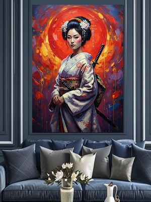 Kanvassepetinet Japon Geyşa Sanat Yüksek Kaliteli Yağlı Boya Dokulu Kanvas Canvas Tablo Kanvas Tablo Canvas Tablo D