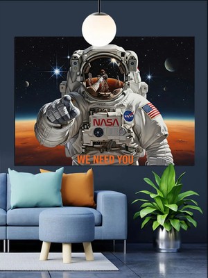 Kanvassepetinet Astronot Uzay Yüksek Kaliteli Yağlı Boya Dokulu Kanvas Canvas Tablo Kanvas Tablo Canvas Tablo Duvar