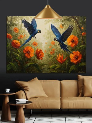Kanvassepetinet Siyah Kuşlar Uçan Yüksek Kaliteli Yağlı Boya Dokulu Kanvas Canvas Tablo Kanvas Tablo Canvas Tablo D