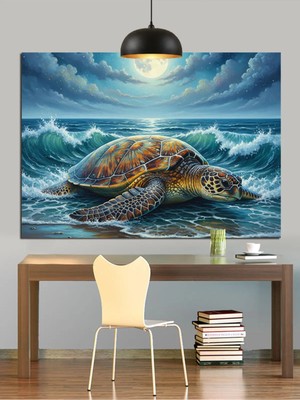 Kanvassepetinet Deniz Kaplumbağası Yüksek Kaliteli Yağlı Boya Dokulu Kanvas Canvas Tablo Kanvas Tablo Canvas Tablo