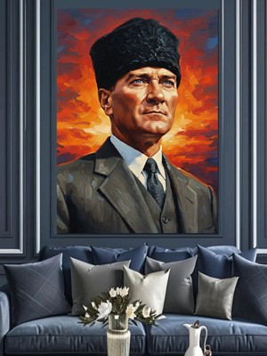Kanvassepetinet Kalpaklı Mustafa Yüksek Kaliteli Yağlı Boya Dokulu Kanvas Canvas Tablo Kanvas Tablo Canvas Tablo Du