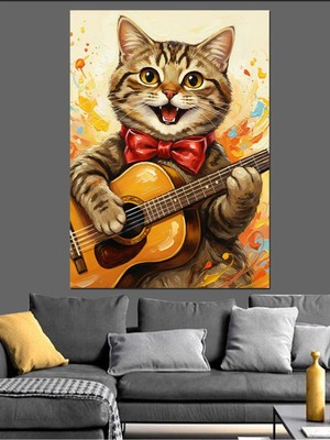 Kanvassepetinet Gitar Çalan Yüksek Kaliteli Yağlı Boya Dokulu Kanvas Canvas Tablo Kanvas Tablo Canvas Tablo Duvar D