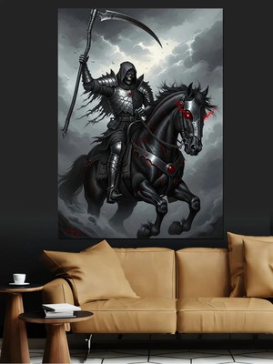 Kanvassepetinet Karanlık Süvari Yüksek Kaliteli Yağlı Boya Dokulu Kanvas Canvas Tablo Kanvas Tablo Canvas Tablo Duv