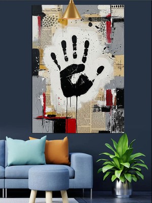 Kanvassepetinet Siyah El Izi Yüksek Kaliteli Yağlı Boya Dokulu Kanvas Canvas Tablo Kanvas Tablo Canvas Tablo Duvar