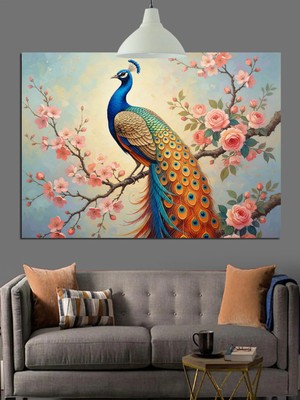 Kanvassepetinet Bahar Tavus Kuşu Yüksek Kaliteli Yağlı Boya Dokulu Kanvas Canvas Tablo Kanvas Tablo Canvas Tablo Du