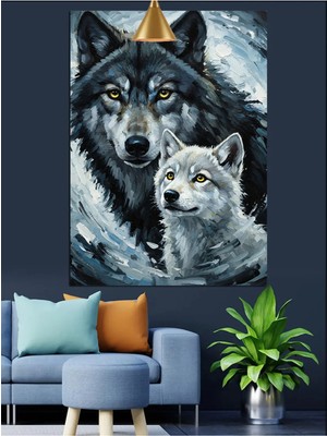 Kanvassepetinet Iki Kurt Vahşi Yüksek Kaliteli Yağlı Boya Dokulu Kanvas Canvas Tablo Kanvas Tablo Canvas Tablo Duva
