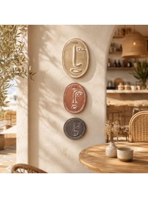 Momiko Tasarım Soyut Renkli Minimal Yüzler Serisi – 3’lü El Yapımı Beton Duvar Dekoru