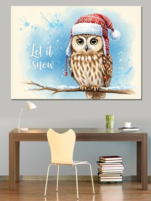 Kanvassepetinet Noel Şapkalı Yüksek Kaliteli Yağlı Boya Dokulu Kanvas Canvas Tablo Kanvas Tablo Canvas Tablo Duvar