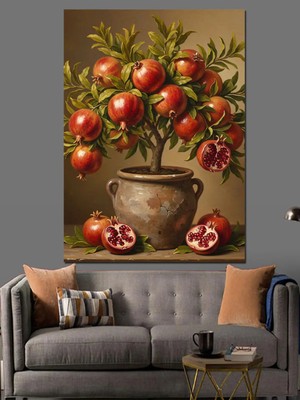 Kanvassepetinet Kırmızı Narlar Yüksek Kaliteli Yağlı Boya Dokulu Kanvas Canvas Tablo Kanvas Tablo Canvas Tablo Duva