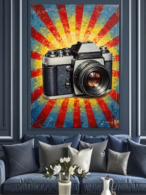 Kanvassepetinet Eski Kamera Retro Yüksek Kaliteli Yağlı Boya Dokulu Kanvas Canvas Tablo Kanvas Tablo Canvas Tablo D