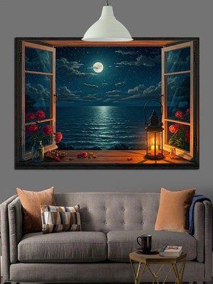 Kanvassepetinet Pencere Manzarası Yüksek Kaliteli Yağlı Boya Dokulu Kanvas Canvas Tablo Kanvas Tablo Canvas Tablo D