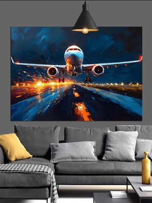 Kanvassepetinet Uçak Iniş Pisti Yüksek Kaliteli Yağlı Boya Dokulu Kanvas Canvas Tablo Kanvas Tablo Canvas Tablo Duv