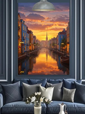 Kanvassepetinet Gece Venedik Şehir Yüksek Kaliteli Yağlı Boya Dokulu Kanvas Canvas Tablo Kanvas Tablo Canvas Tablo