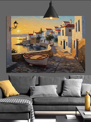 Kanvassepetinet Yunan Adaları Yüksek Kaliteli Yağlı Boya Dokulu Kanvas Canvas Tablo Kanvas Tablo Canvas Tablo Duvar