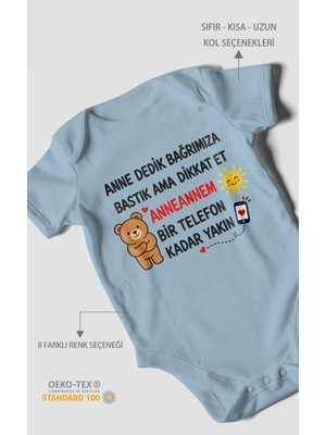Morivo Kids Anneye ve Anneanneye Özel Kısa Kollu Bebek Body %100 Pamuk