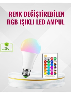 Uravas Store Rgb Uzaktan Kumandalı LED Ampul 16 Renk Dekoratif Aydınlatma