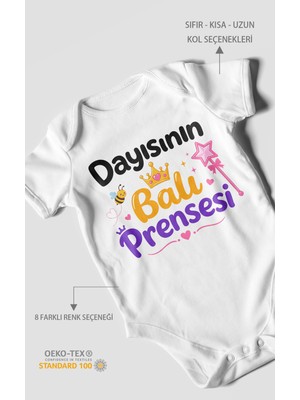 Morivo Kids Dayısının Ballı Prensesi Kısa Kollu Bebek Body %100 Pamuk