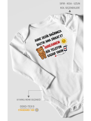 Morivo Kids Anneye ve Anneanneye Özel Uzun Kollu Bebek Body %100 Pamuk