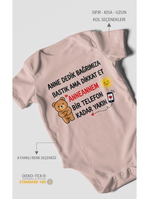 Morivo Kids Anneye ve Anneanneye Özel Kısa Kollu Bebek Body %100 Pamuk