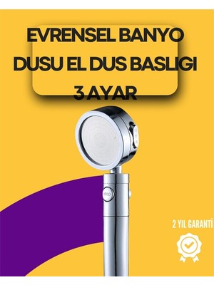 Uravas Store Sağlam Metal Hortum Bağlantılı 360° Hareketli Duş Başlığı