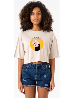 Meovv Meow Bej Kadın Crop Tshirt