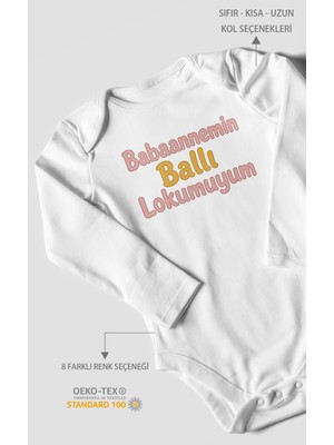 Morivo Kids Babaannemin Ballı Lokumuyum Uzun Kollu Bebek Body %100 Pamuk