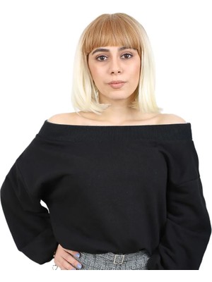Uravas Store Kısa Küt Perçemli Fiber Sen Peruk / Balköpüğü / Platin Ombreli