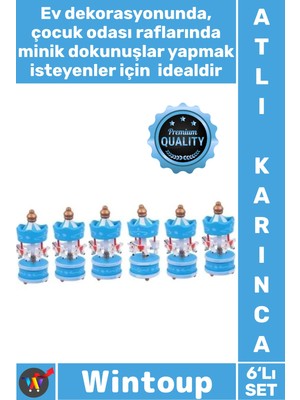 Wintoup #atlıkarınca Hediyelik Dekoratif Süsleme Bebek Şekeri Mevlüt Obje Şık 6'lı Mavi Ufak Atlı Karınca